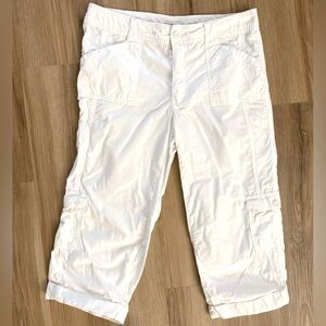 ❤️❤️Egyptian Living Planet Wide Leg High Waisted Relaxed Fit Cargo White Capris